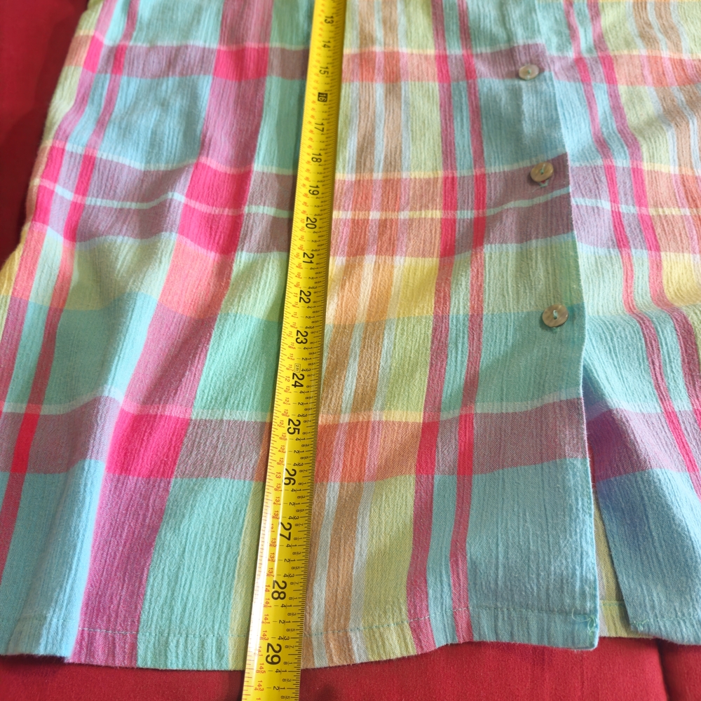 Koret Francisca Vintage Plaid Button Up Shirt 18W Pastel Shoulder Pads 80s 90s!! - Picture 9 of 9